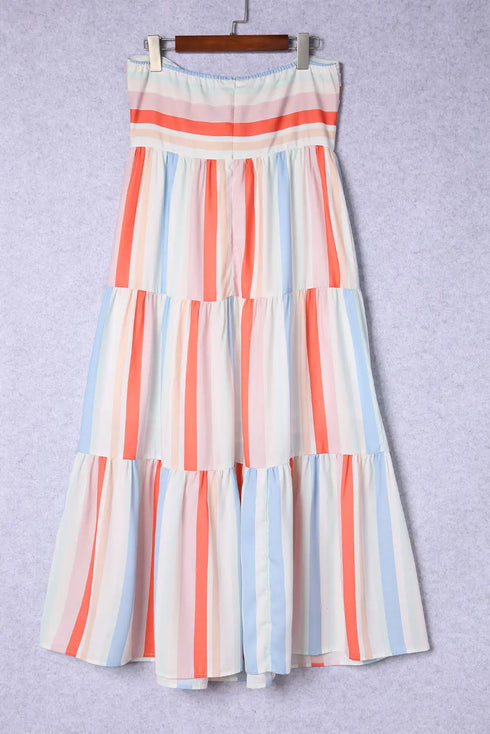 'Umara' Striped Strapless Dress - Celes Fashion